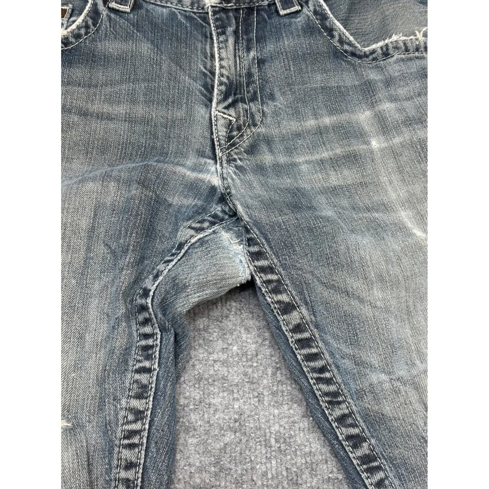 True Religion Straight Leg Distressed Blue Jeans Mens‎ 34 Made in USA Y2K Denim